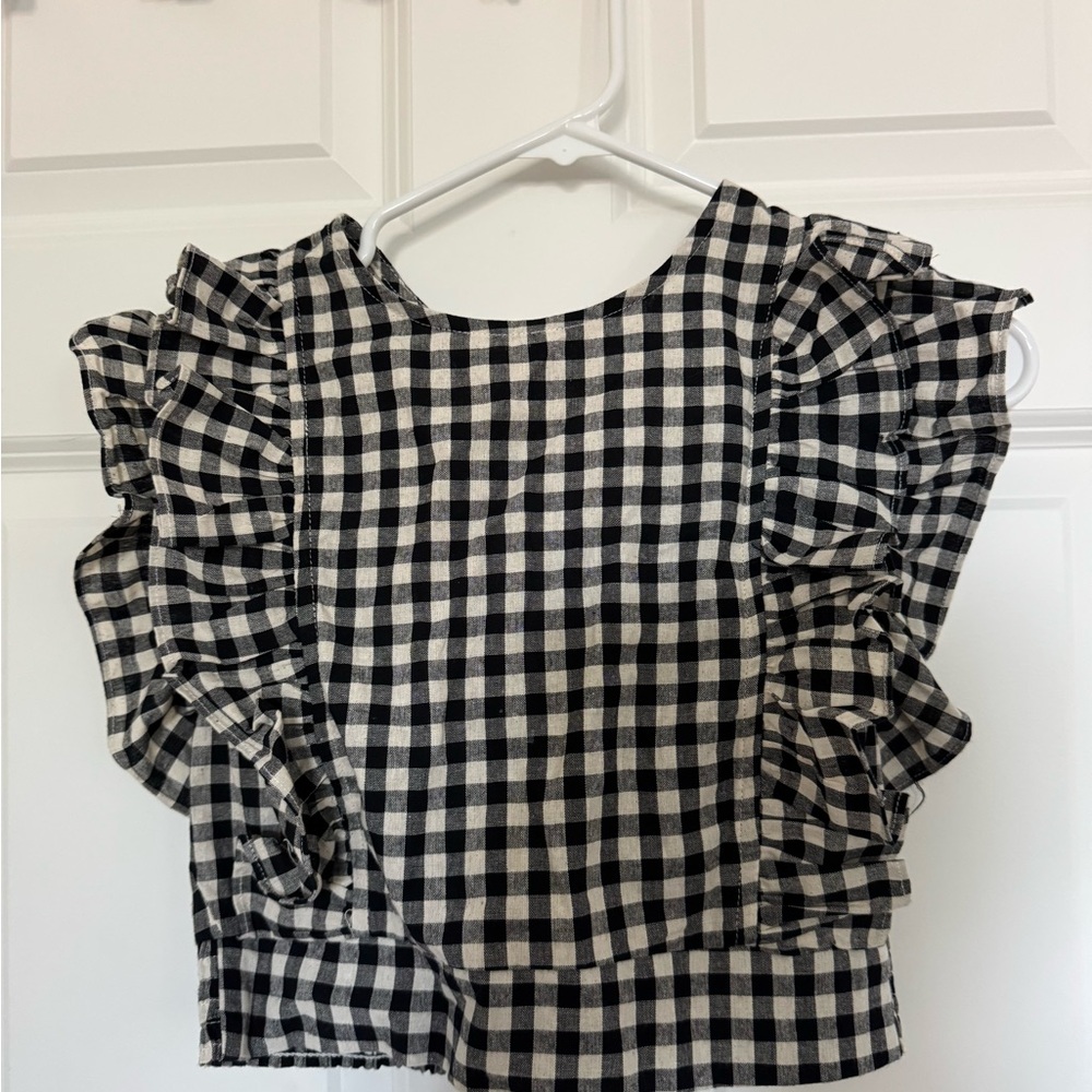 The Impeccable Pig Black and White Ruffled Blouse
